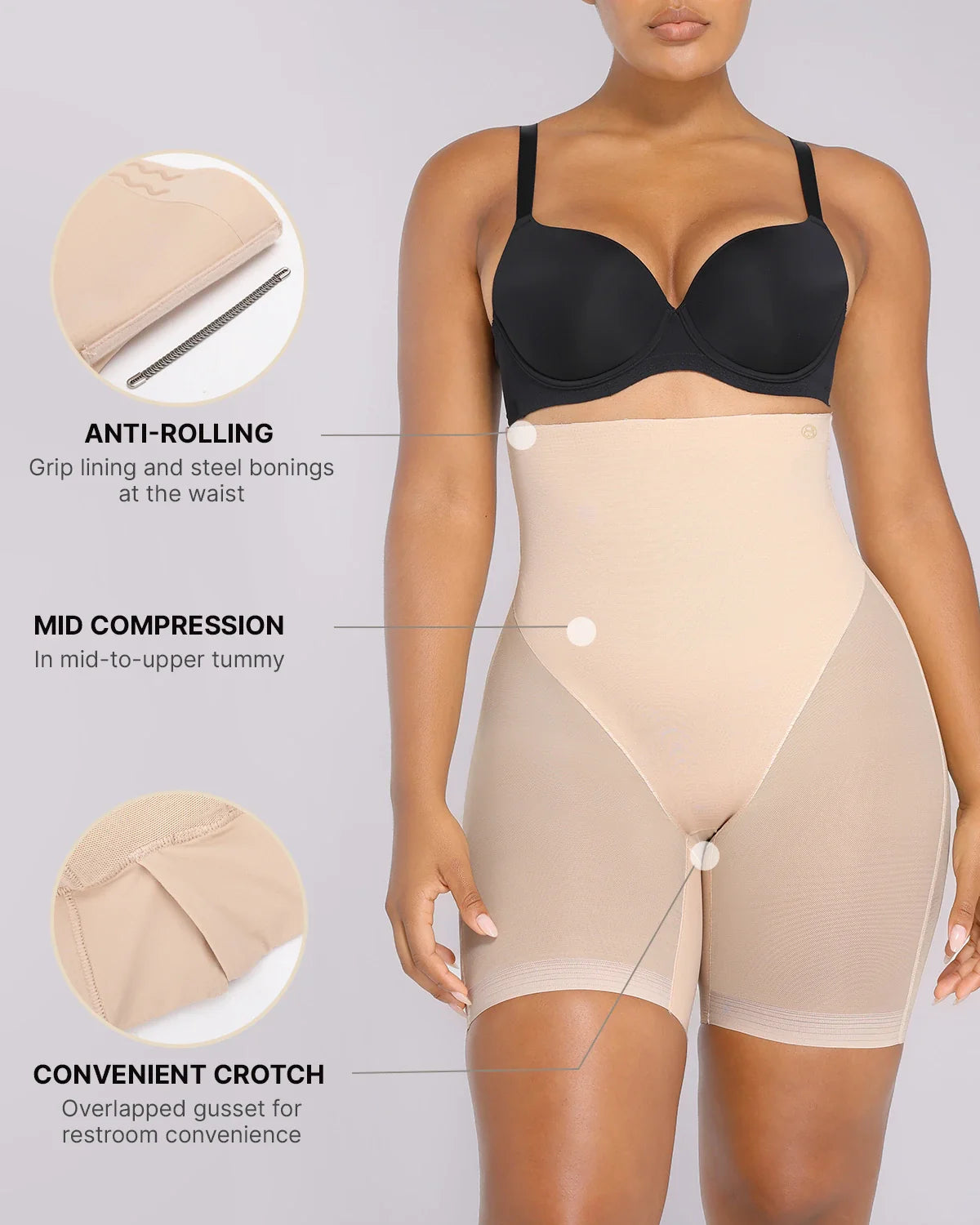 LiftLuxe FlexMesh High-Waist-Shorts mit halblangem Bein — CoreFlex™