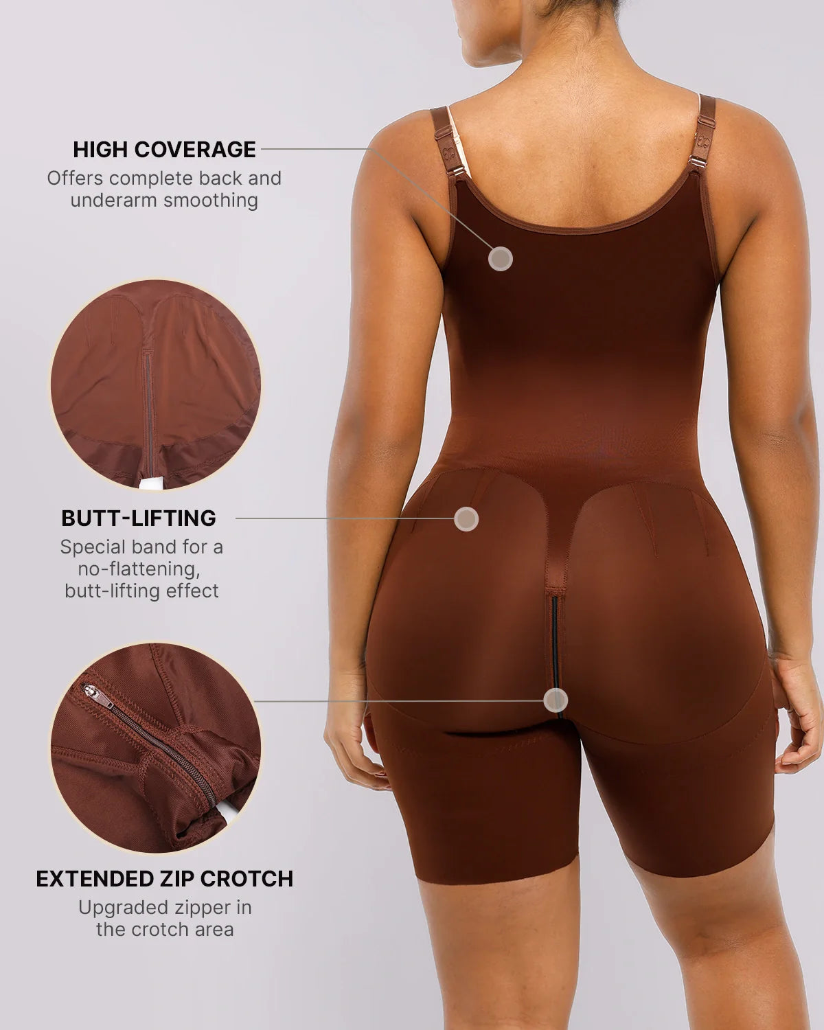 LiftLuxe SilkLift Body całościowe z odkrytym biustem — TitanFlex™