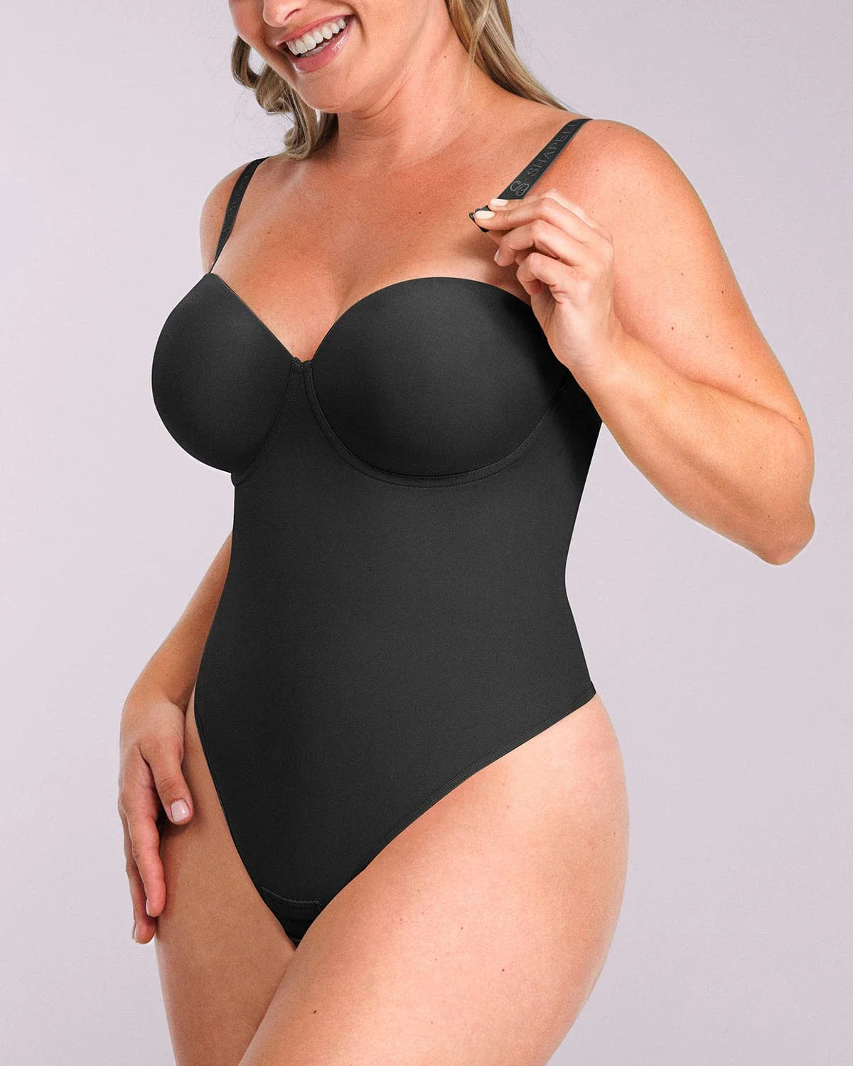PureForm AeroSlim Strapless Thong Bodysuit — CoreFlex™