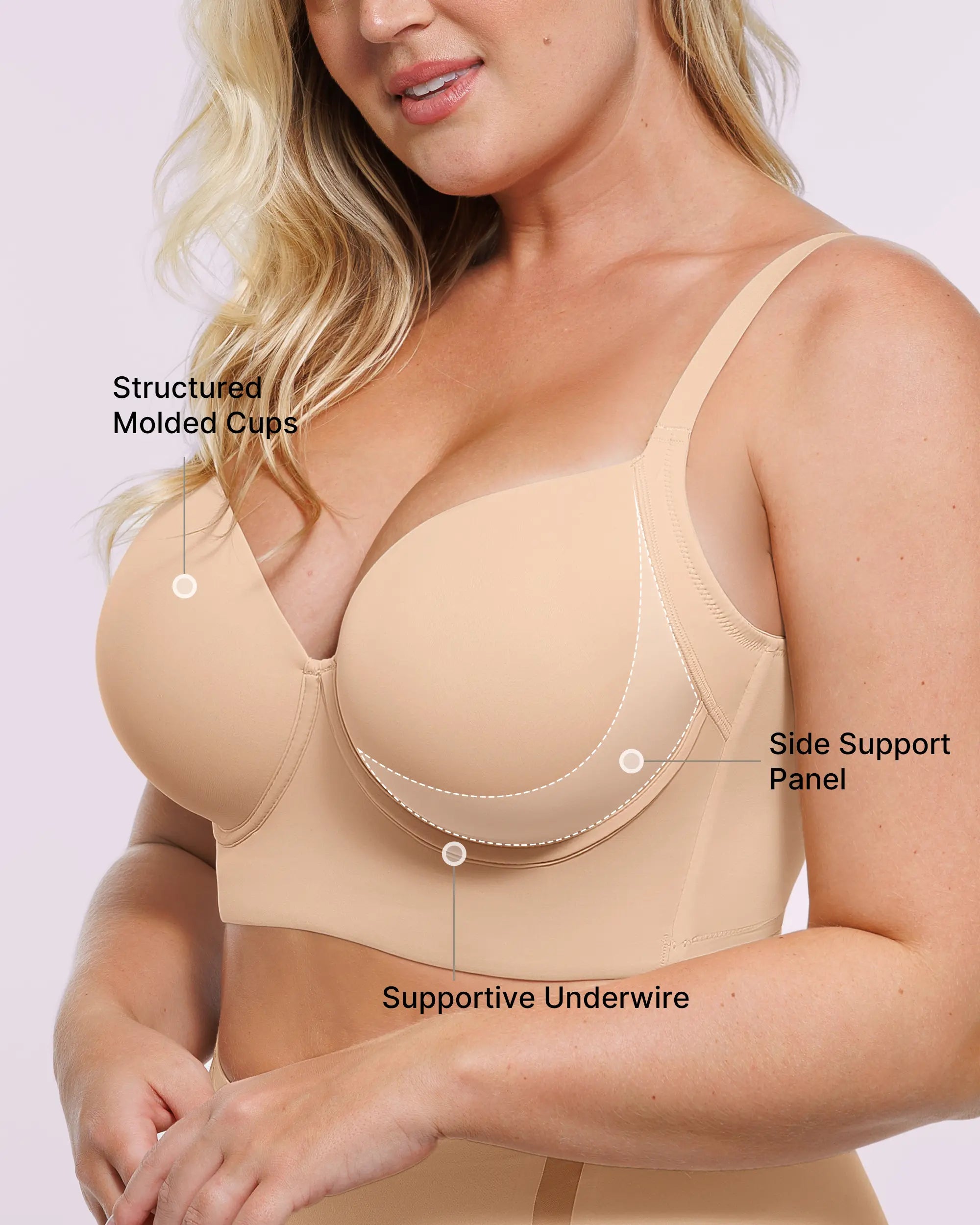 PureForm AeroSlim Sujetador push-up con aros y espalda lisa — TitanFlex™