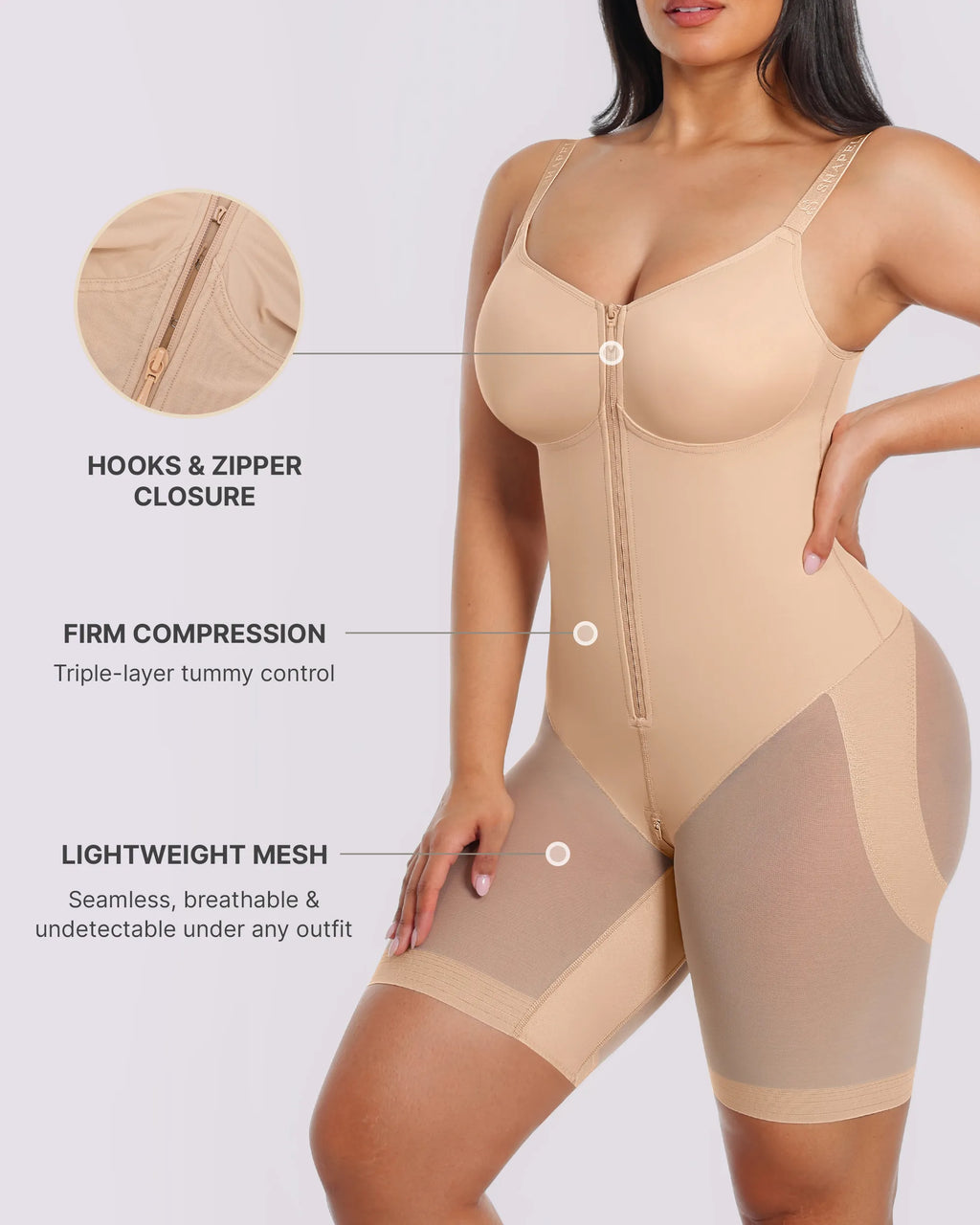 PureForm AeroSlim Body całościowe efekt klepsydry do połowy uda — TitanFlex™