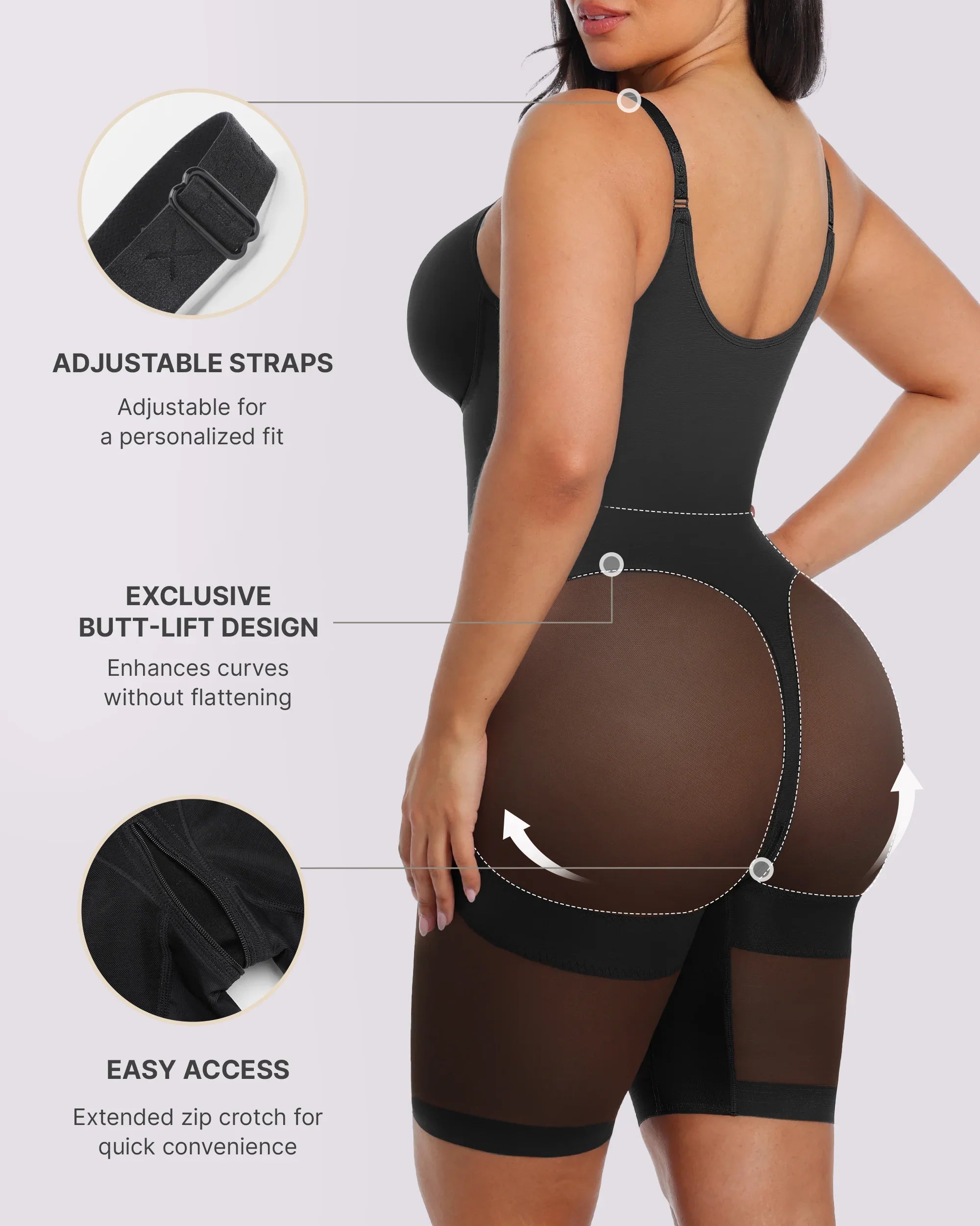 PureForm AeroSlim Body całościowe efekt klepsydry do połowy uda — TitanFlex™