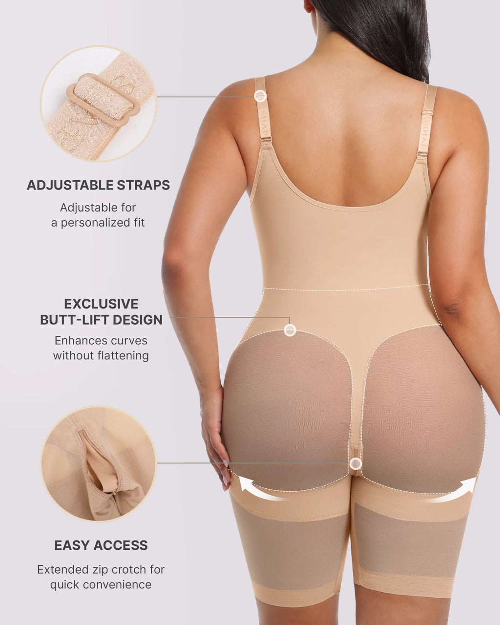 PureForm AeroSlim Body całościowe efekt klepsydry do połowy uda — TitanFlex™