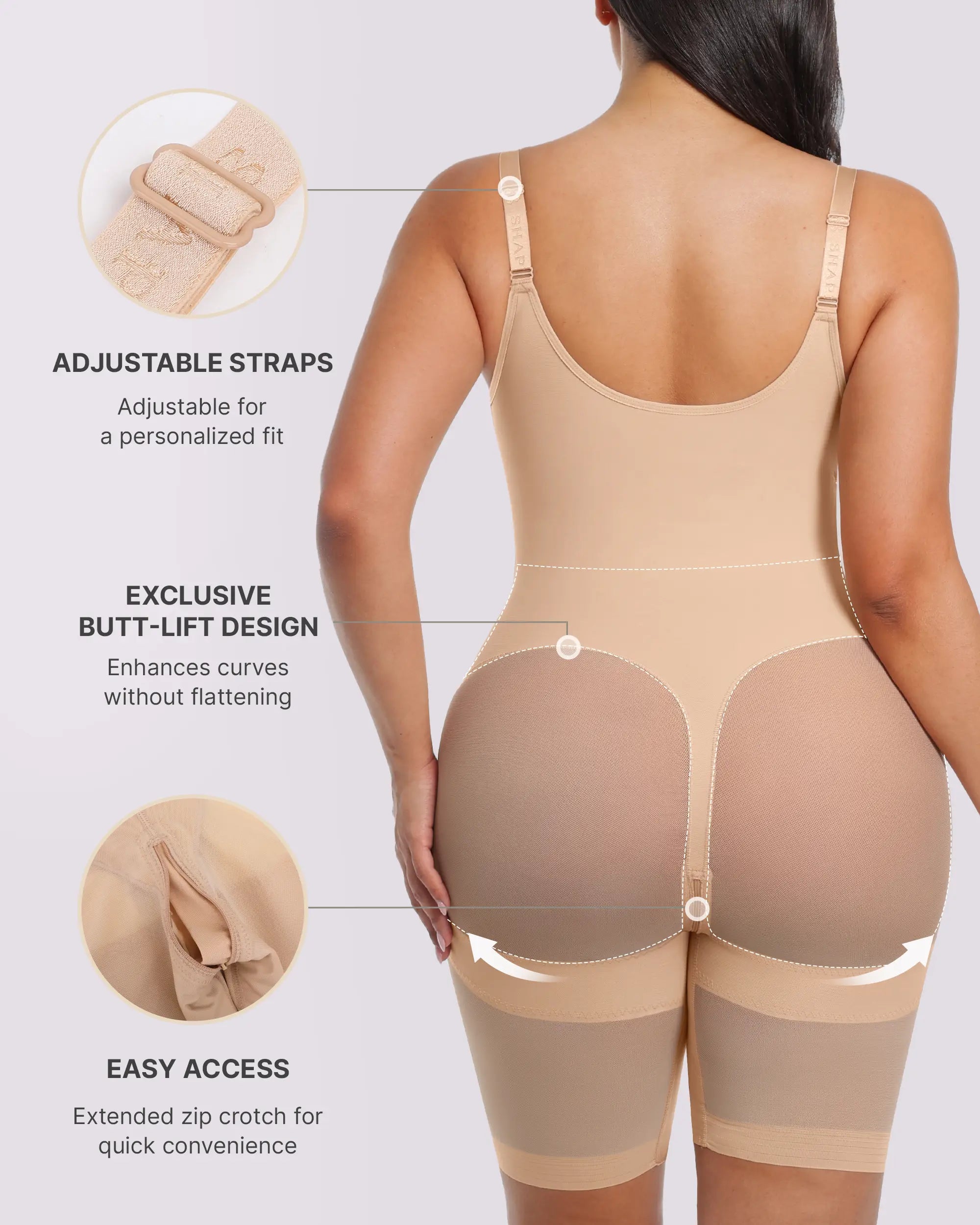 PureForm AeroSlim Body całościowe efekt klepsydry do połowy uda — TitanFlex™