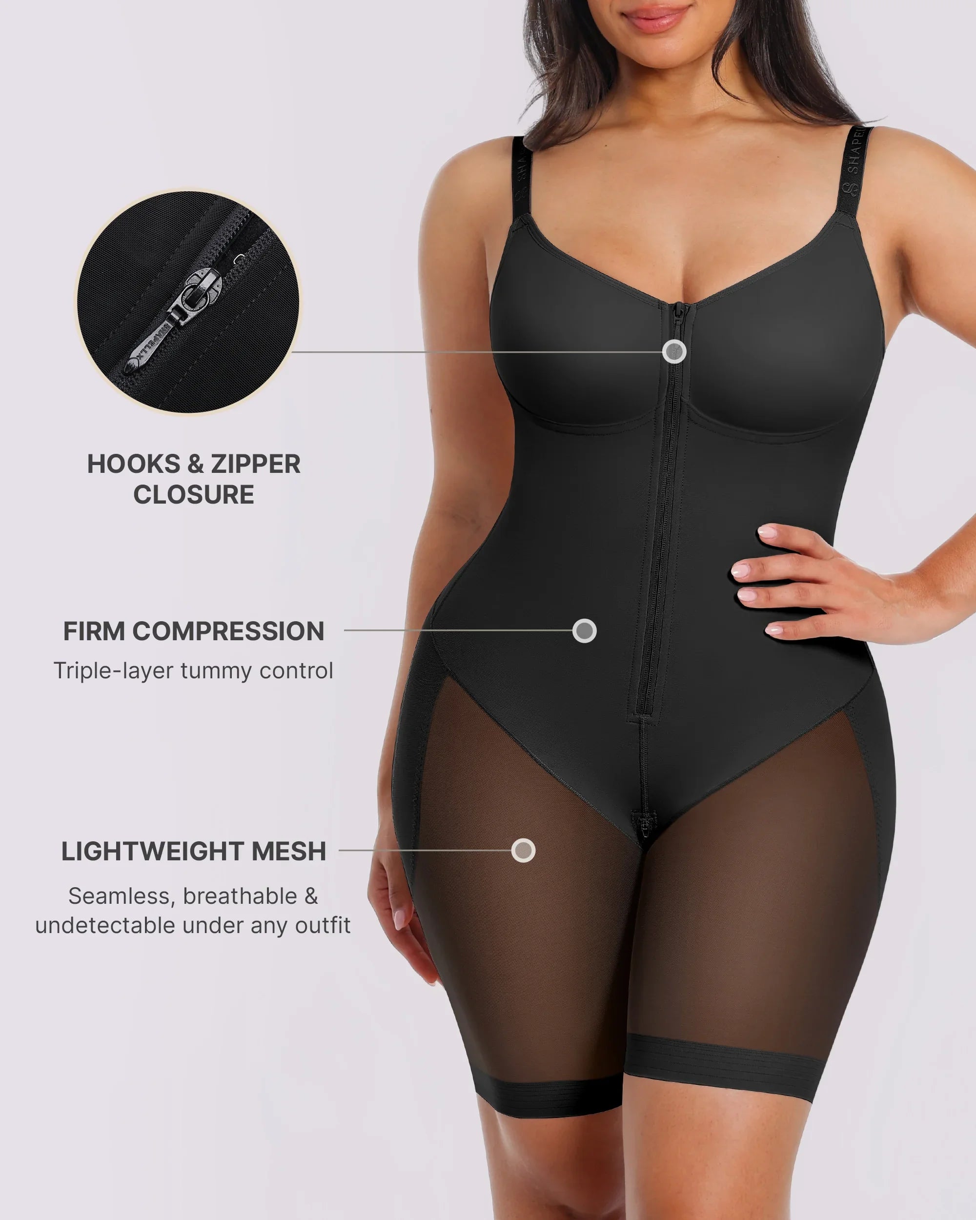 PureForm AeroSlim Body całościowe efekt klepsydry do połowy uda — TitanFlex™