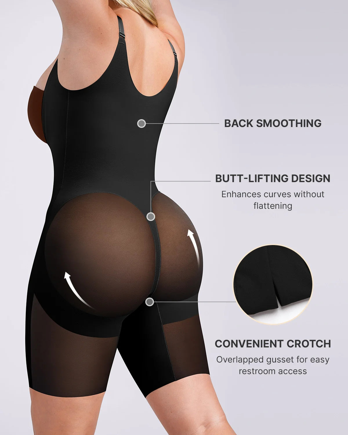 PureForm SoftTouch Wygładzające body z odkrytym biustem — CoreFlex™