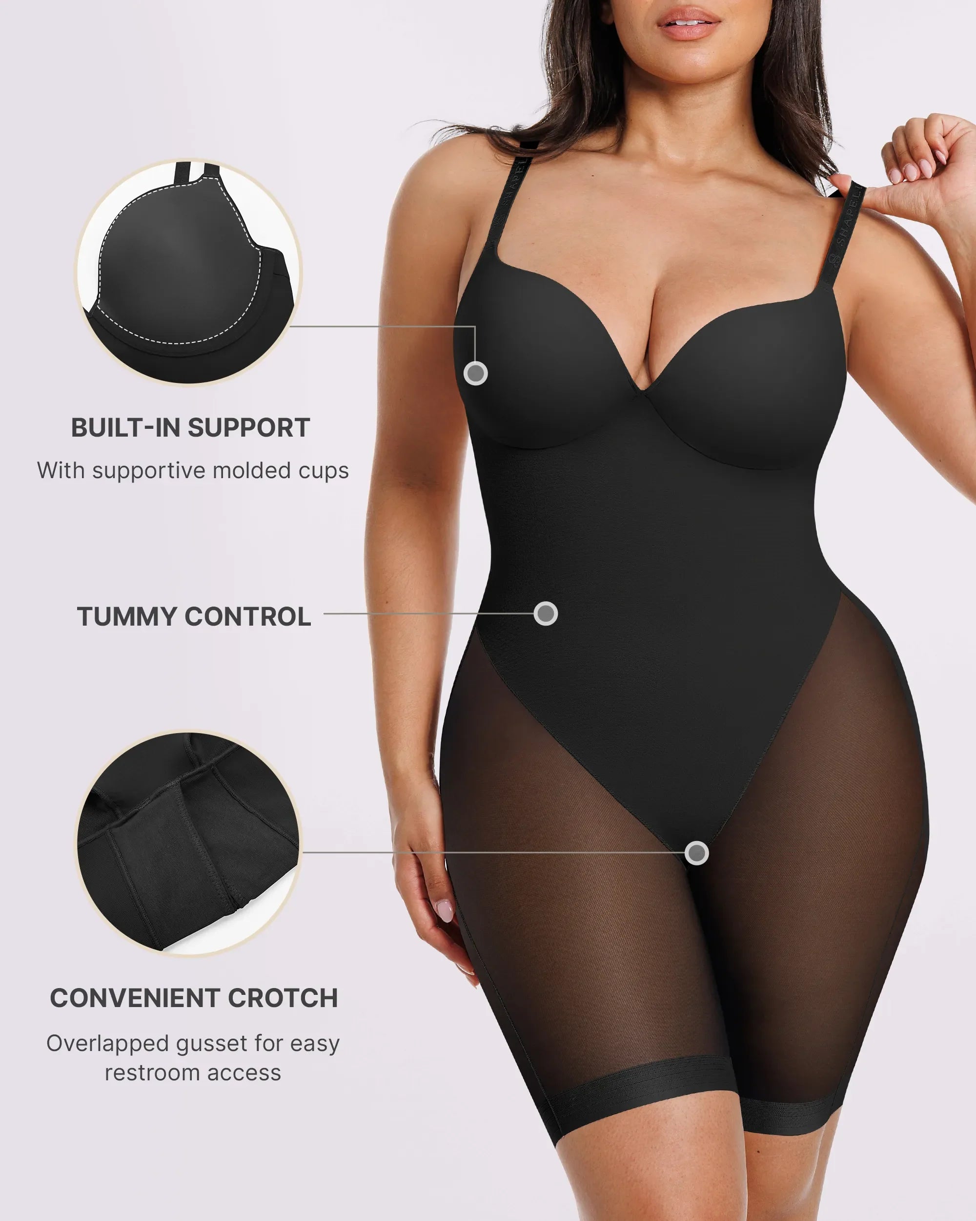 PureForm FlexMesh Low Back Mid Thigh Bodysuit — CoreFlex™