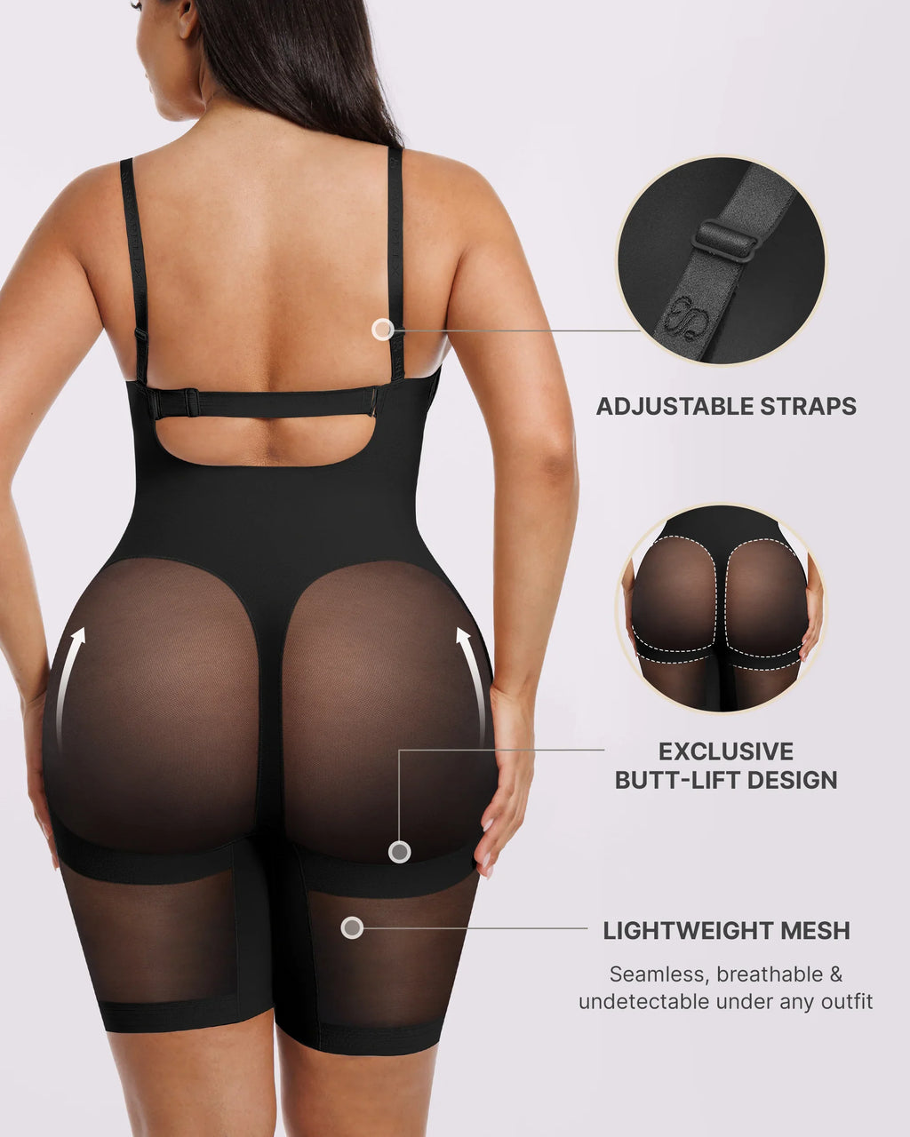 PureForm FlexMesh Low Back Mid Thigh Bodysuit — CoreFlex™