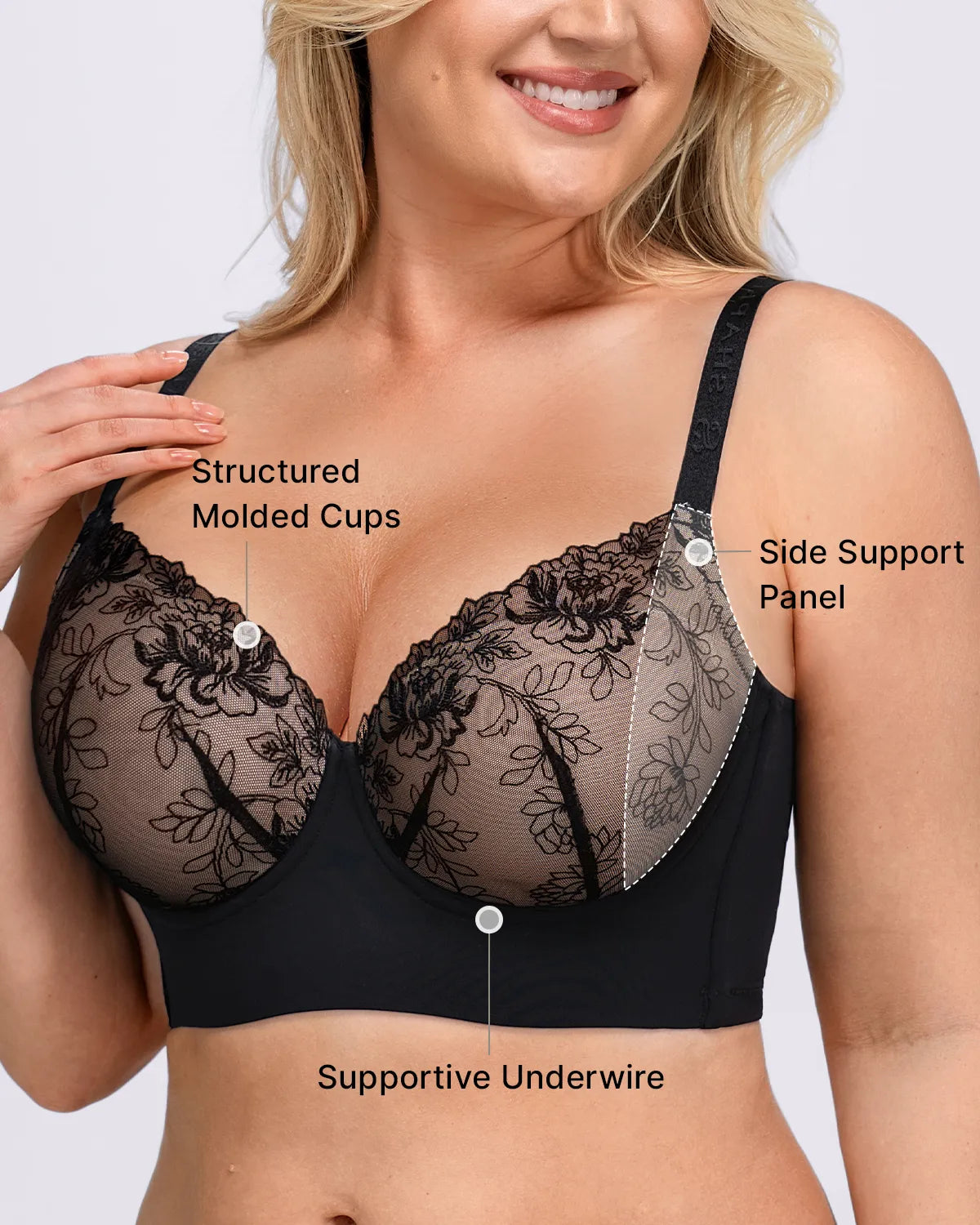 PureForm AeroSlim Spitzen-BH mit Bügel und glättendem Rücken — TitanFlex™