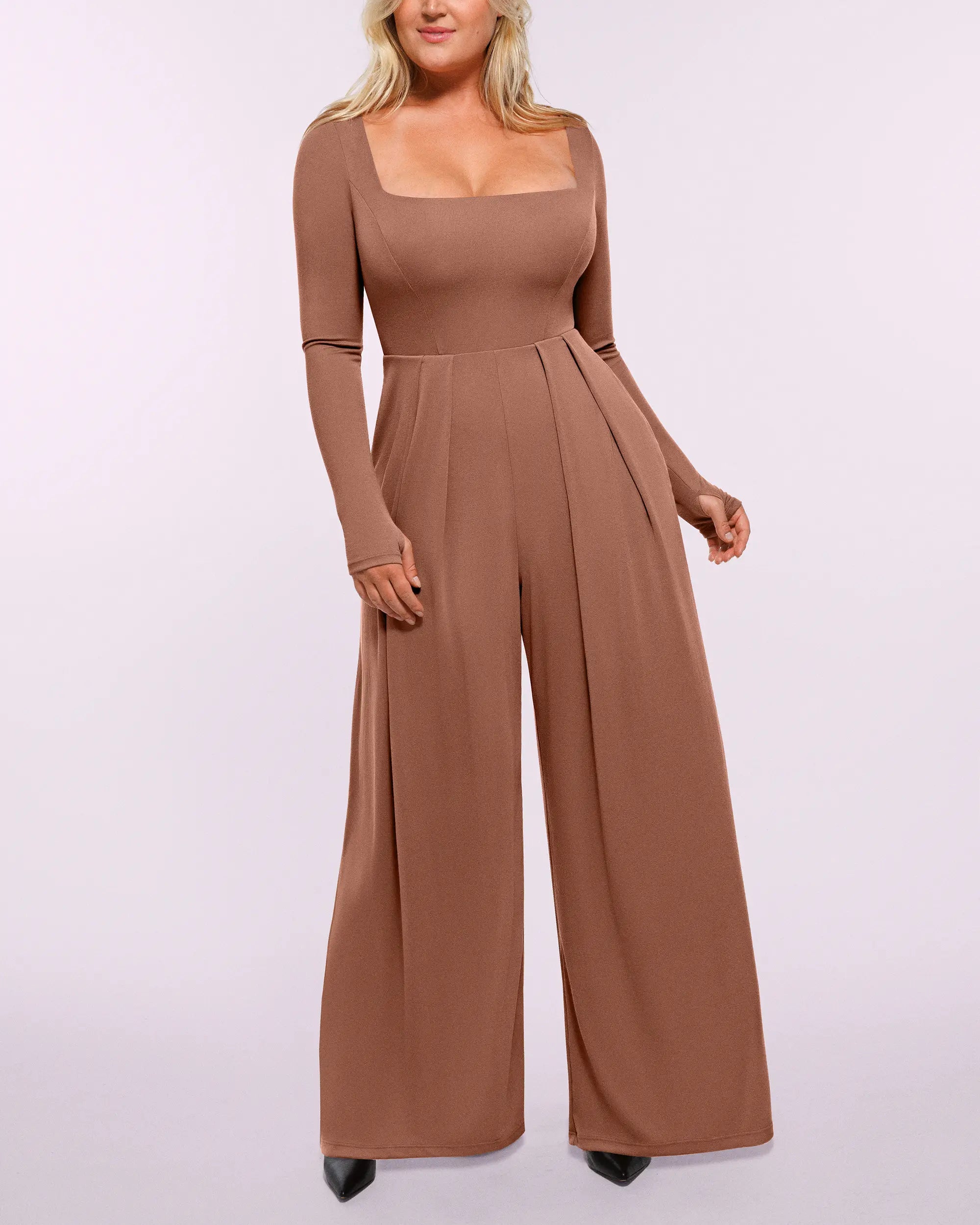 PureForm AeroSlim Square Neckline Built-In Shaping Jumpsuit — CoreFlex™