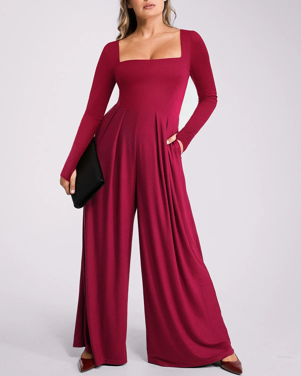 PureForm AeroSlim Square Neckline Built-In Shaping Jumpsuit — CoreFlex™