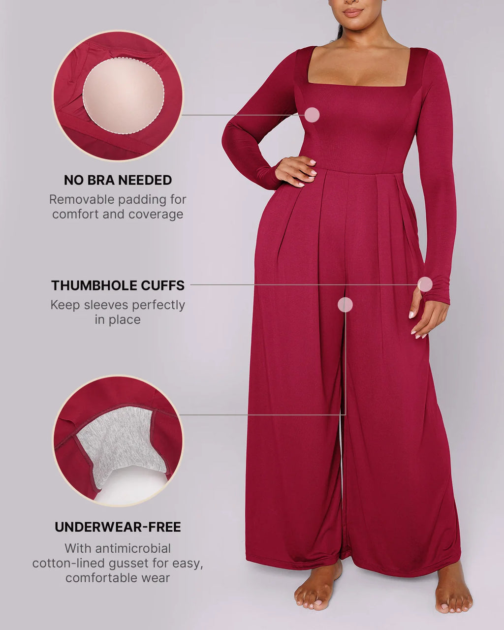 PureForm AeroSlim Square Neckline Built-In Shaping Jumpsuit — CoreFlex™
