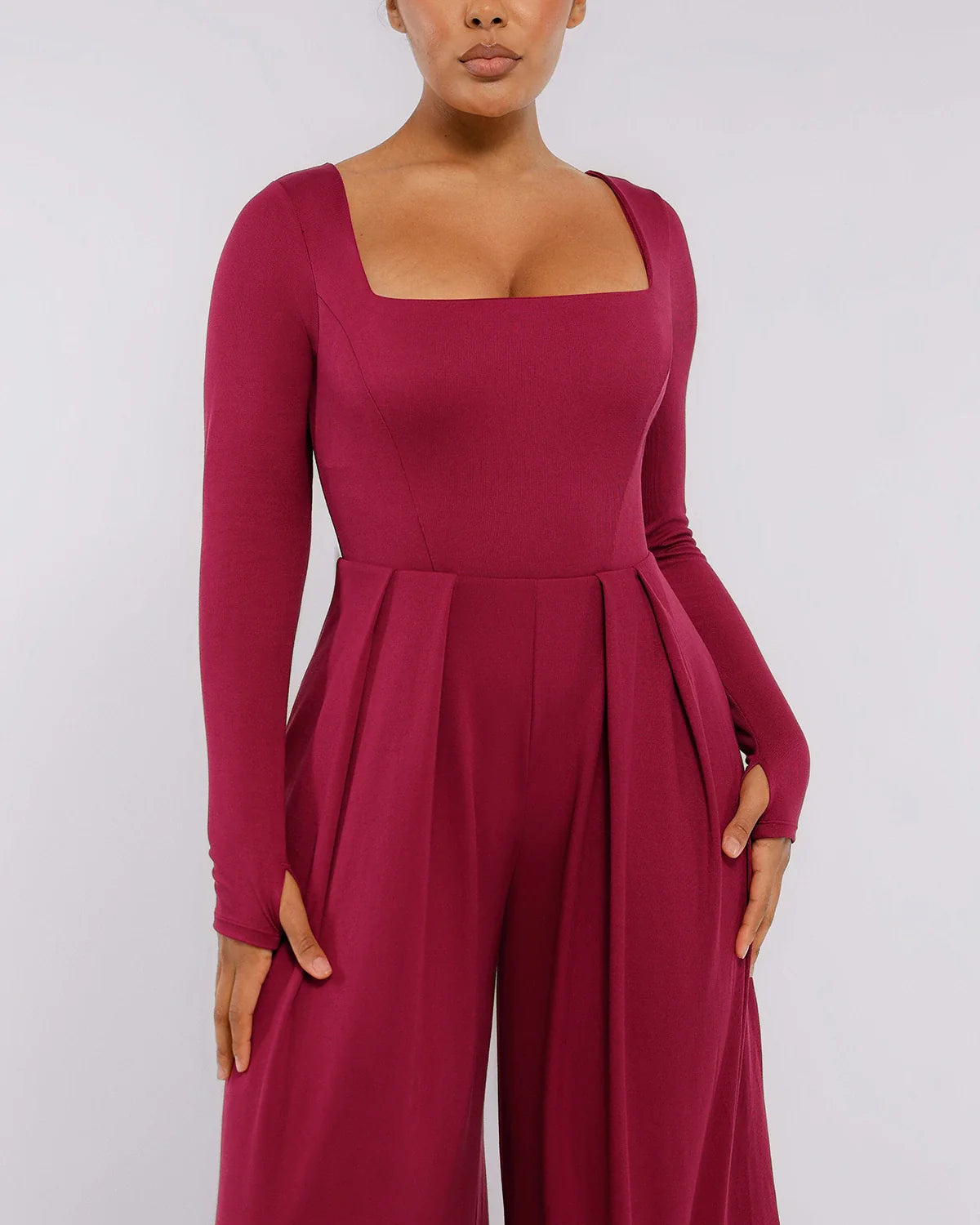 PureForm AeroSlim Square Neckline Built-In Shaping Jumpsuit — CoreFlex™