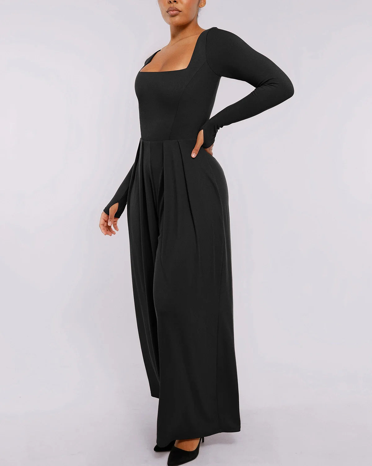 PureForm AeroSlim Square Neckline Built-In Shaping Jumpsuit — CoreFlex™