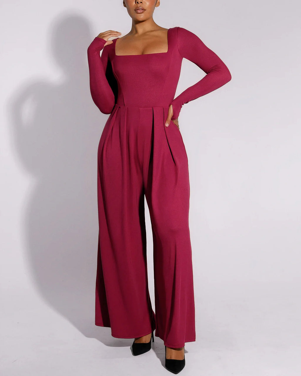 PureForm AeroSlim Square Neckline Built-In Shaping Jumpsuit — CoreFlex™