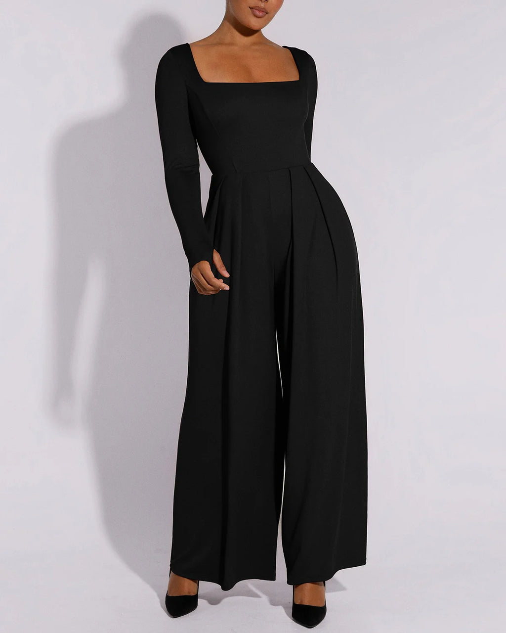 PureForm AeroSlim Square Neckline Built-In Shaping Jumpsuit — CoreFlex™
