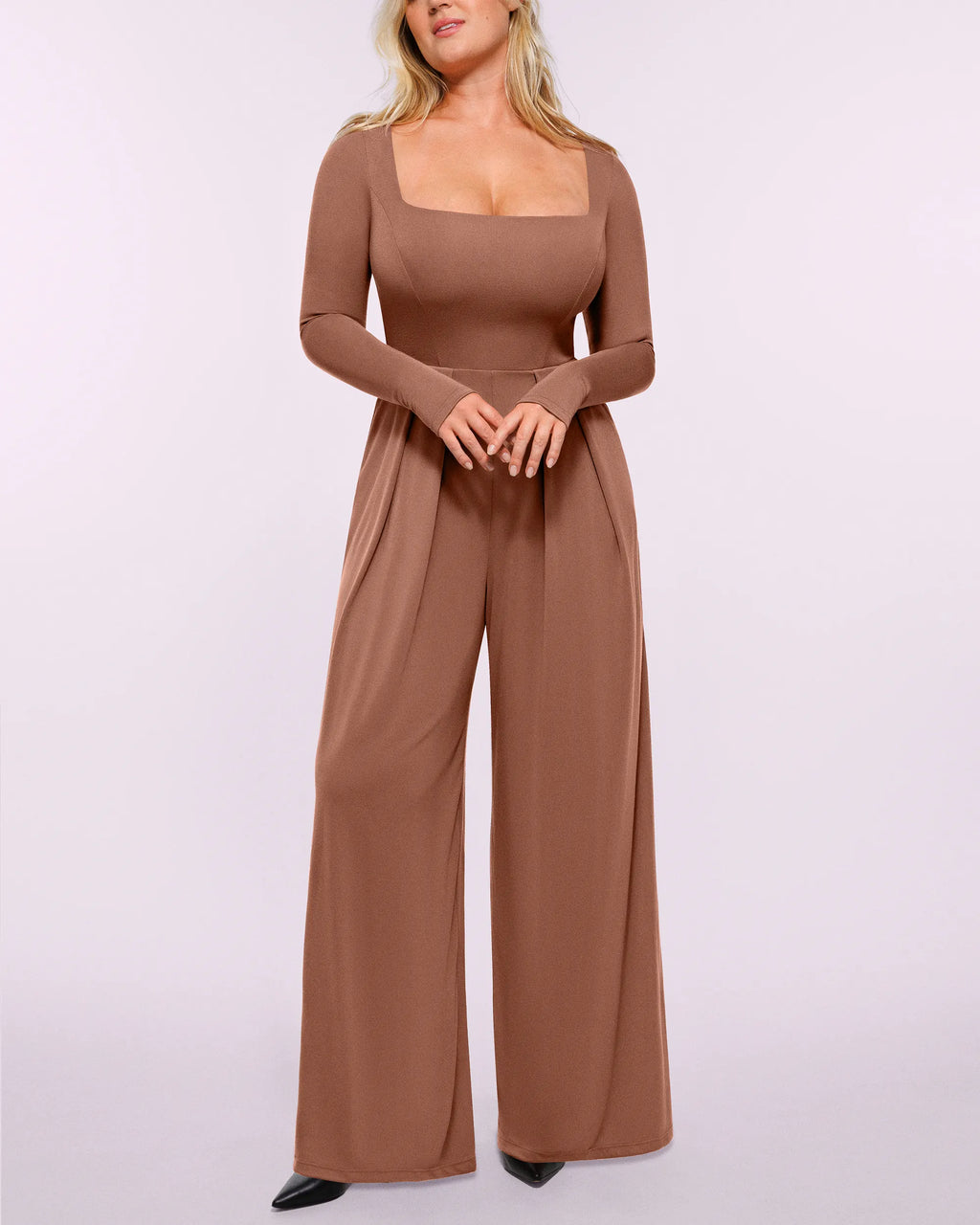 PureForm AeroSlim Square Neckline Built-In Shaping Jumpsuit — CoreFlex™