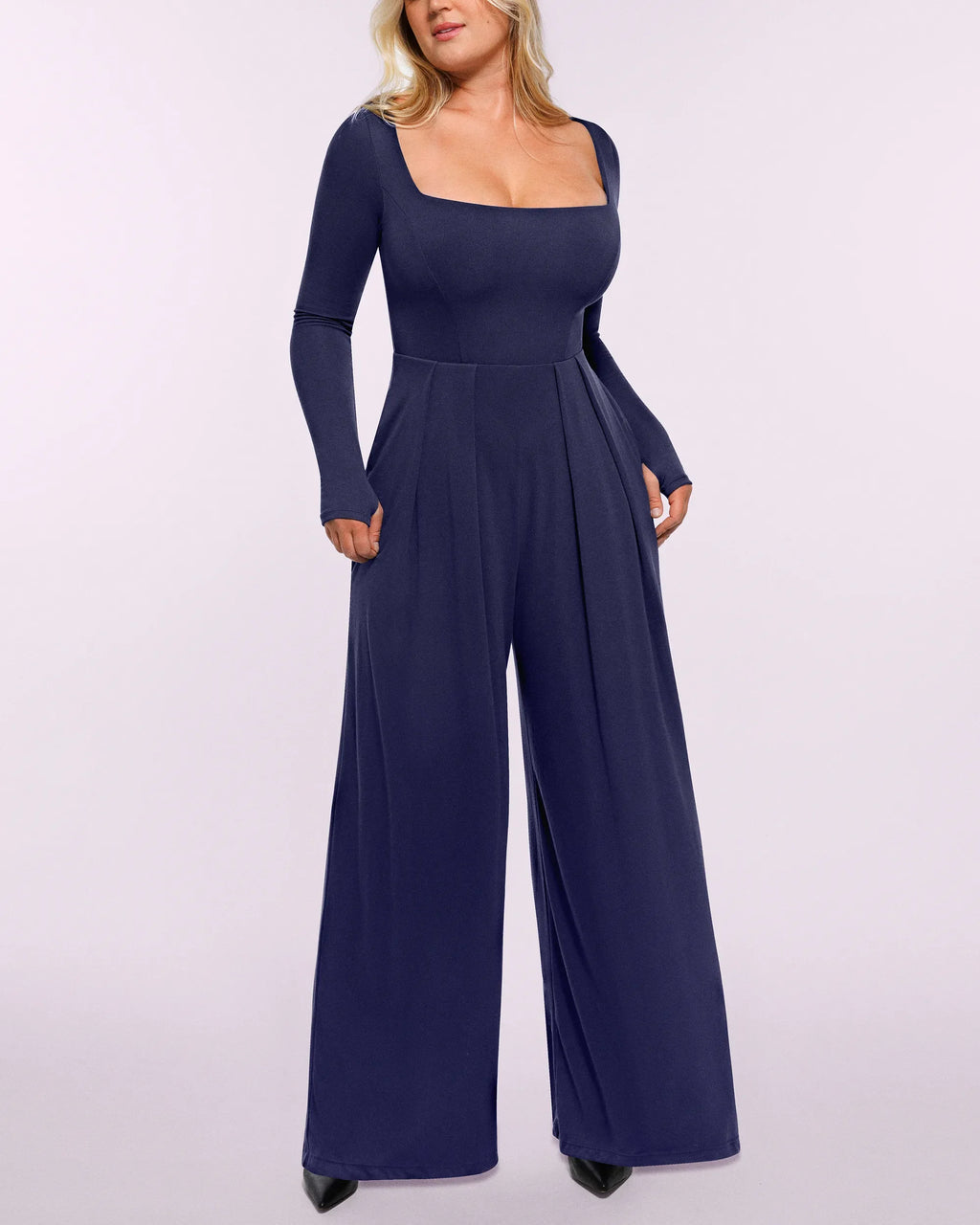 PureForm AeroSlim Square Neckline Built-In Shaping Jumpsuit — CoreFlex™