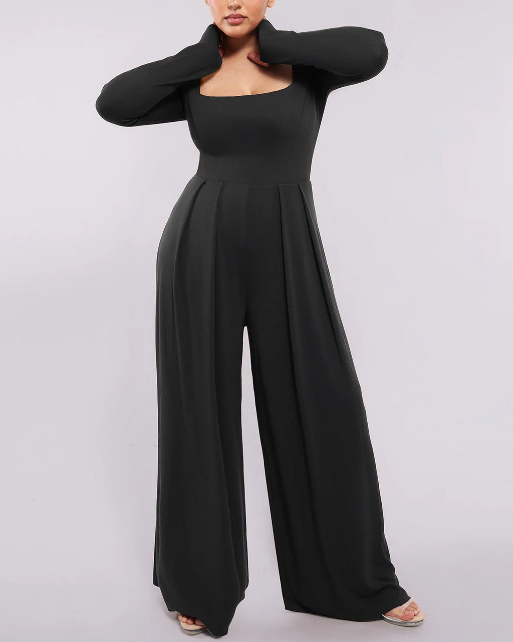 PureForm AeroSlim Square Neckline Built-In Shaping Jumpsuit — CoreFlex™