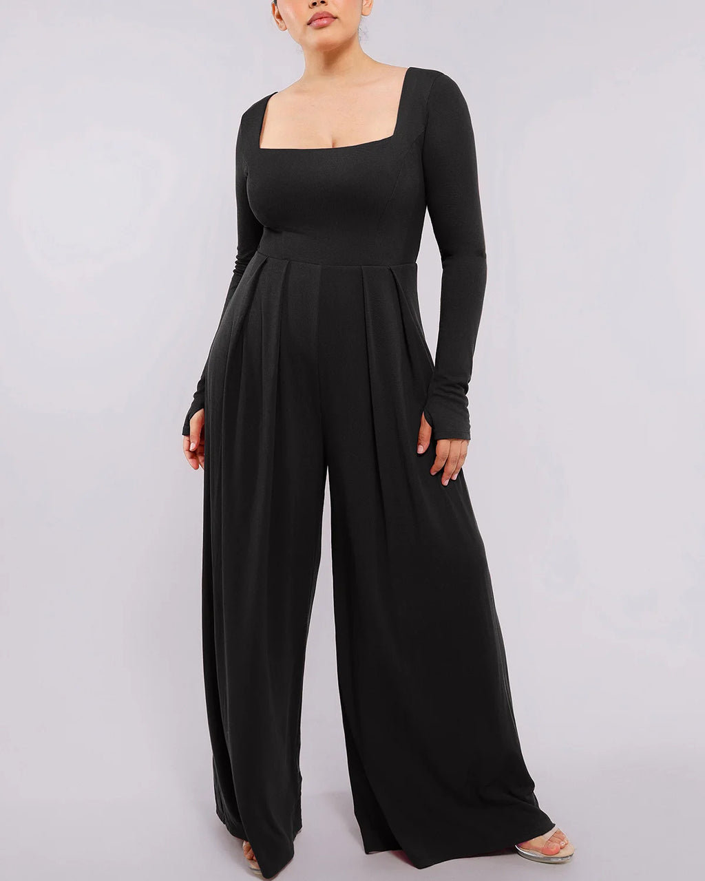 PureForm AeroSlim Square Neckline Built-In Shaping Jumpsuit — CoreFlex™