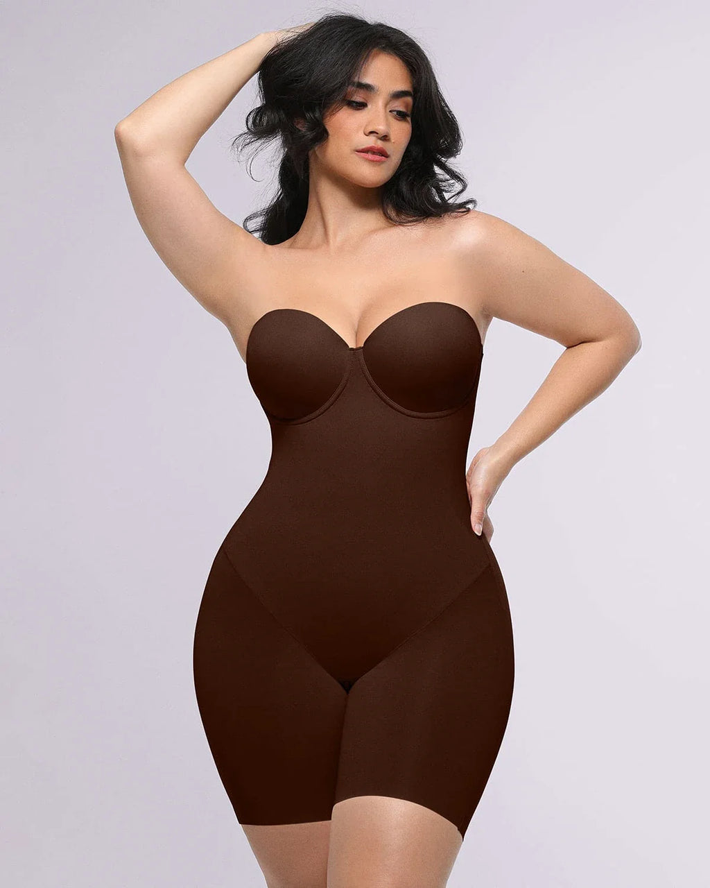 PureForm AeroSlim Strapless Mid Thigh Bodysuit — CoreFlex™
