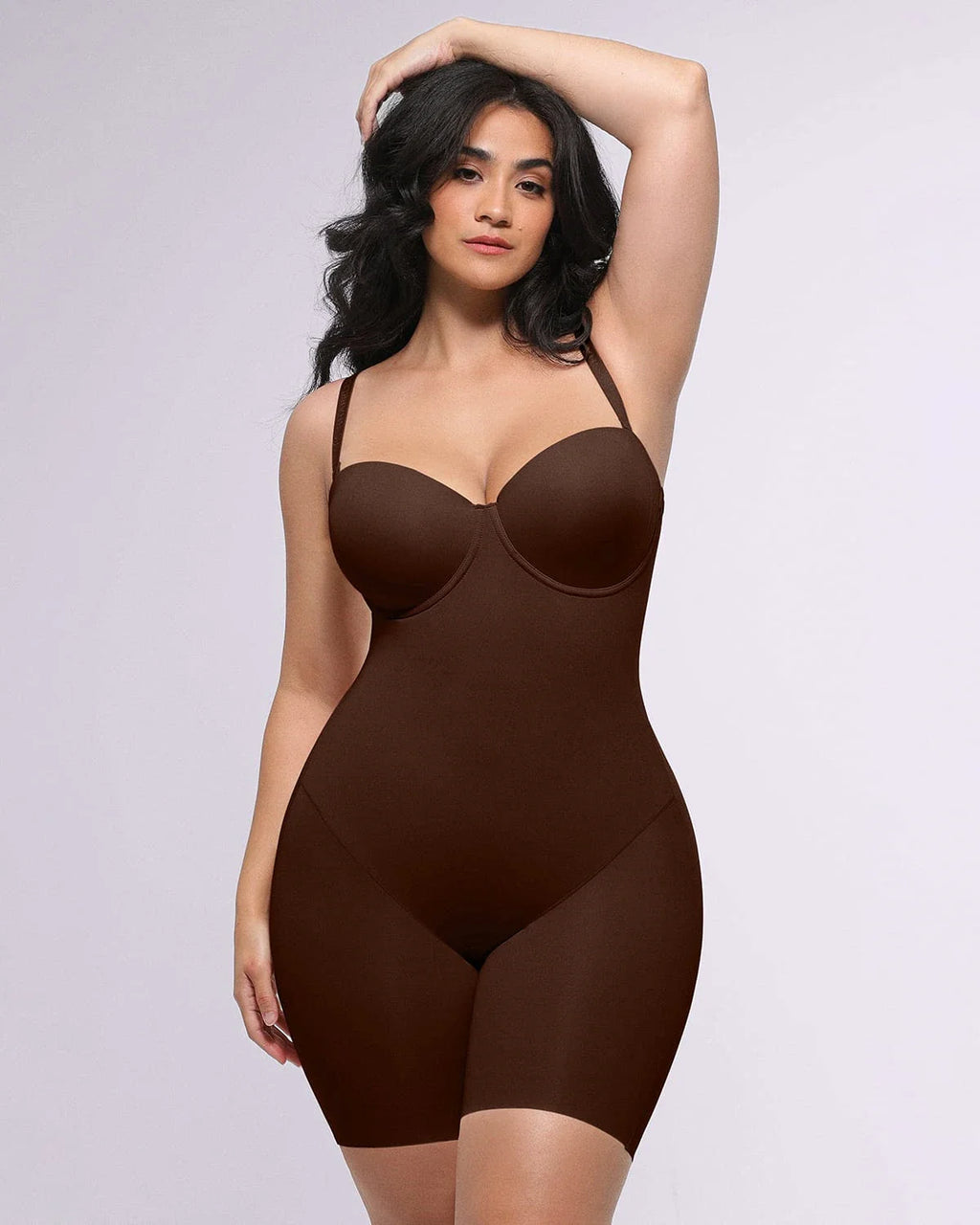 PureForm AeroSlim Strapless Mid Thigh Bodysuit — CoreFlex™