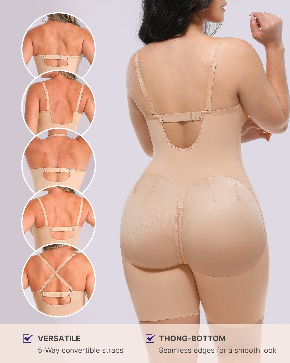 PureForm AeroSlim Strapless Mid Thigh Bodysuit — CoreFlex™