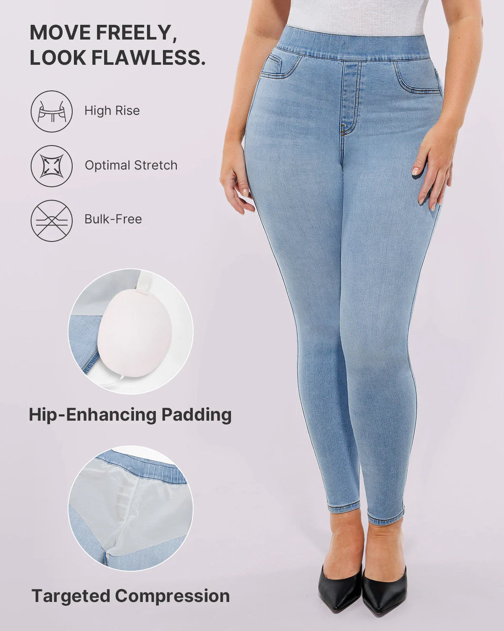 PureForm AeroSlim High-Waist-Skinny-Jeans mit Hüft-Polstern — AiroFlex™