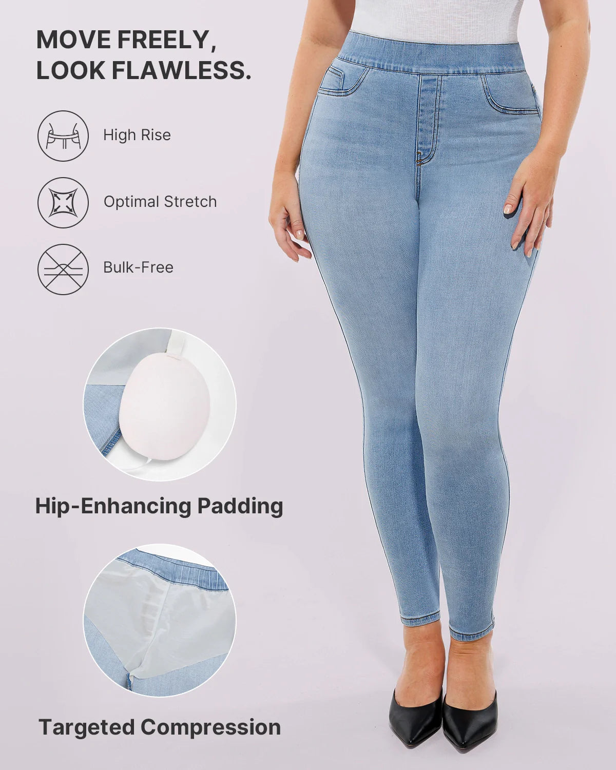 PureForm AeroSlim Jeansy skinny z wysokim stanem i wkładkami na biodrach — AiroFlex™