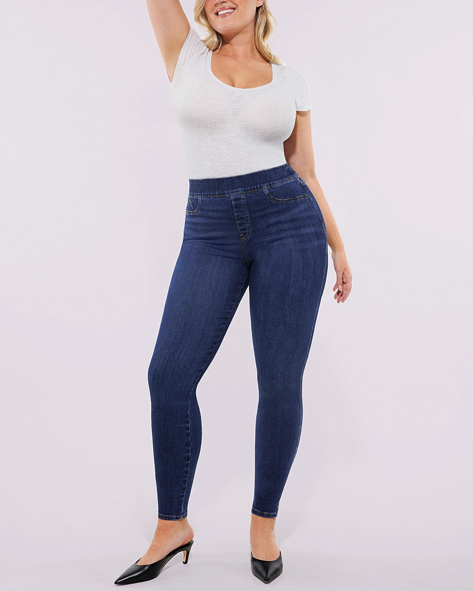 PureForm AeroSlim High-Waist-Skinny-Jeans mit Hüft-Polstern — AiroFlex™