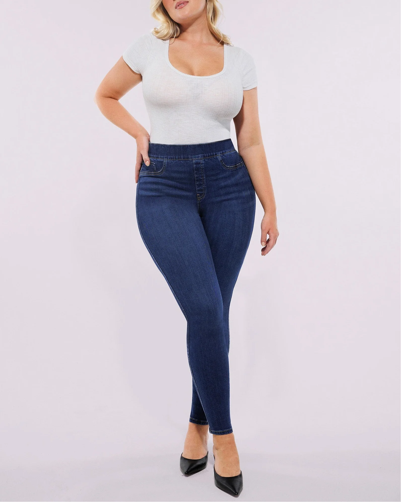 PureForm AeroSlim High-Waist-Skinny-Jeans mit Hüft-Polstern — AiroFlex™