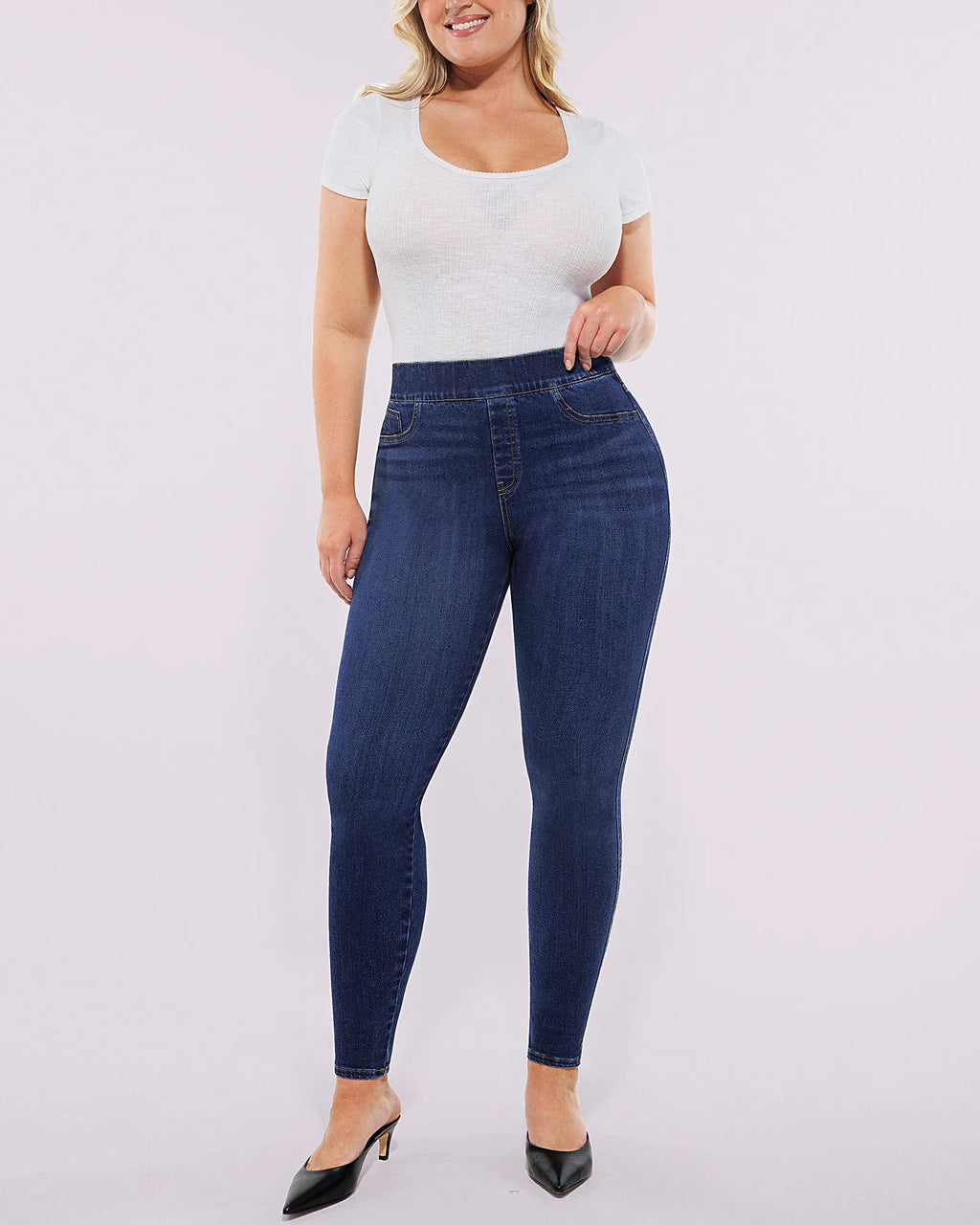 PureForm AeroSlim High-Waist-Skinny-Jeans mit Hüft-Polstern — AiroFlex™