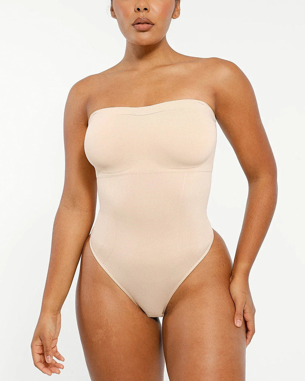 PureForm SkinGlide Strapless Sculpt Thong Bodysuit — CoreFlex™