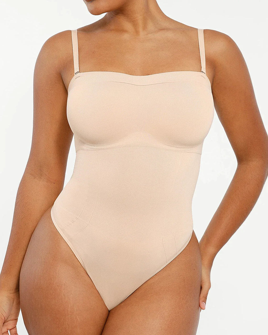 PureForm SkinGlide Strapless Sculpt Thong Bodysuit — CoreFlex™