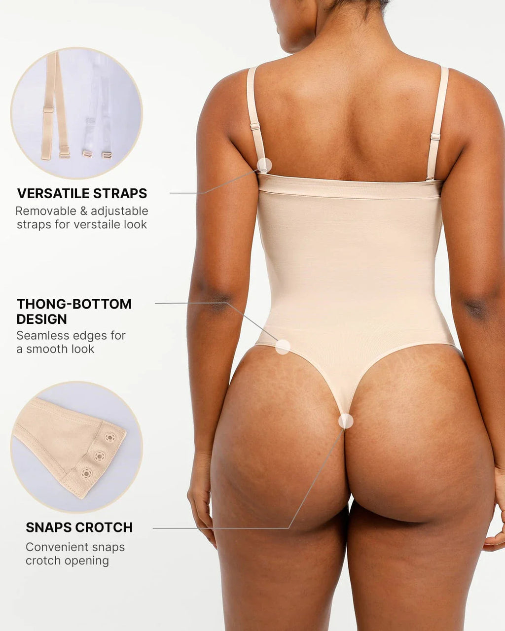 PureForm SkinGlide Strapless Sculpt Thong Bodysuit — CoreFlex™