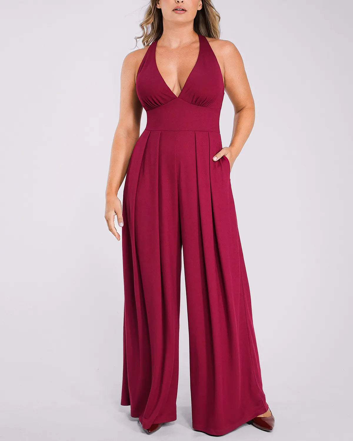 PureForm AeroSlim Jumpsuit mit tiefem Ausschnitt und integriertem Shaping — CoreFlex™