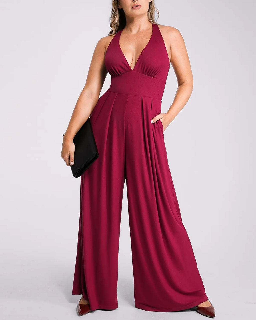 PureForm AeroSlim Jumpsuit mit tiefem Ausschnitt und integriertem Shaping — CoreFlex™