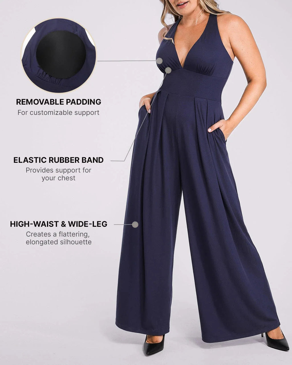 PureForm AeroSlim Jumpsuit mit tiefem Ausschnitt und integriertem Shaping — CoreFlex™