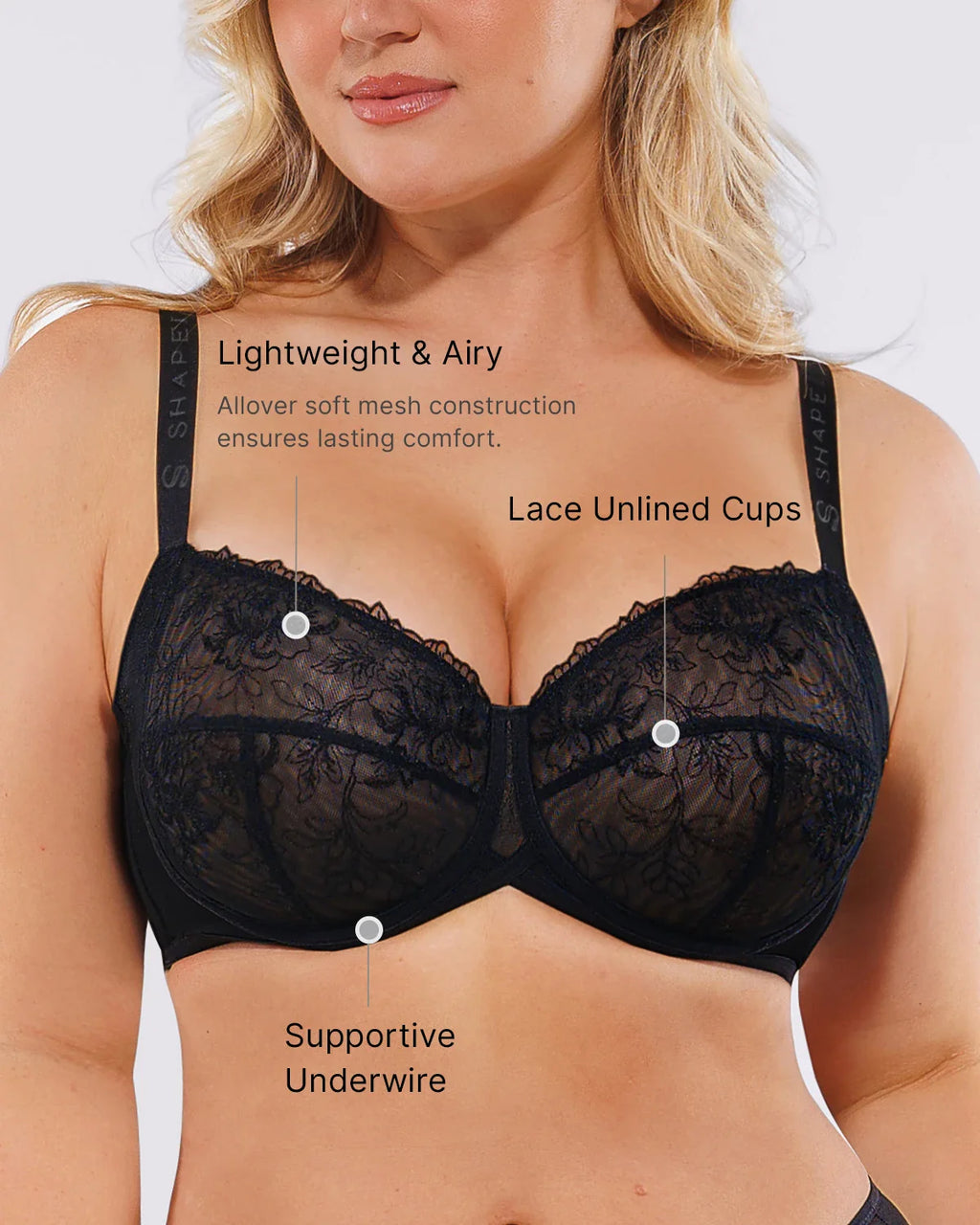 LaceLuxe AeroSlim Unlined Lace Underwired Bra — TitanFlex™