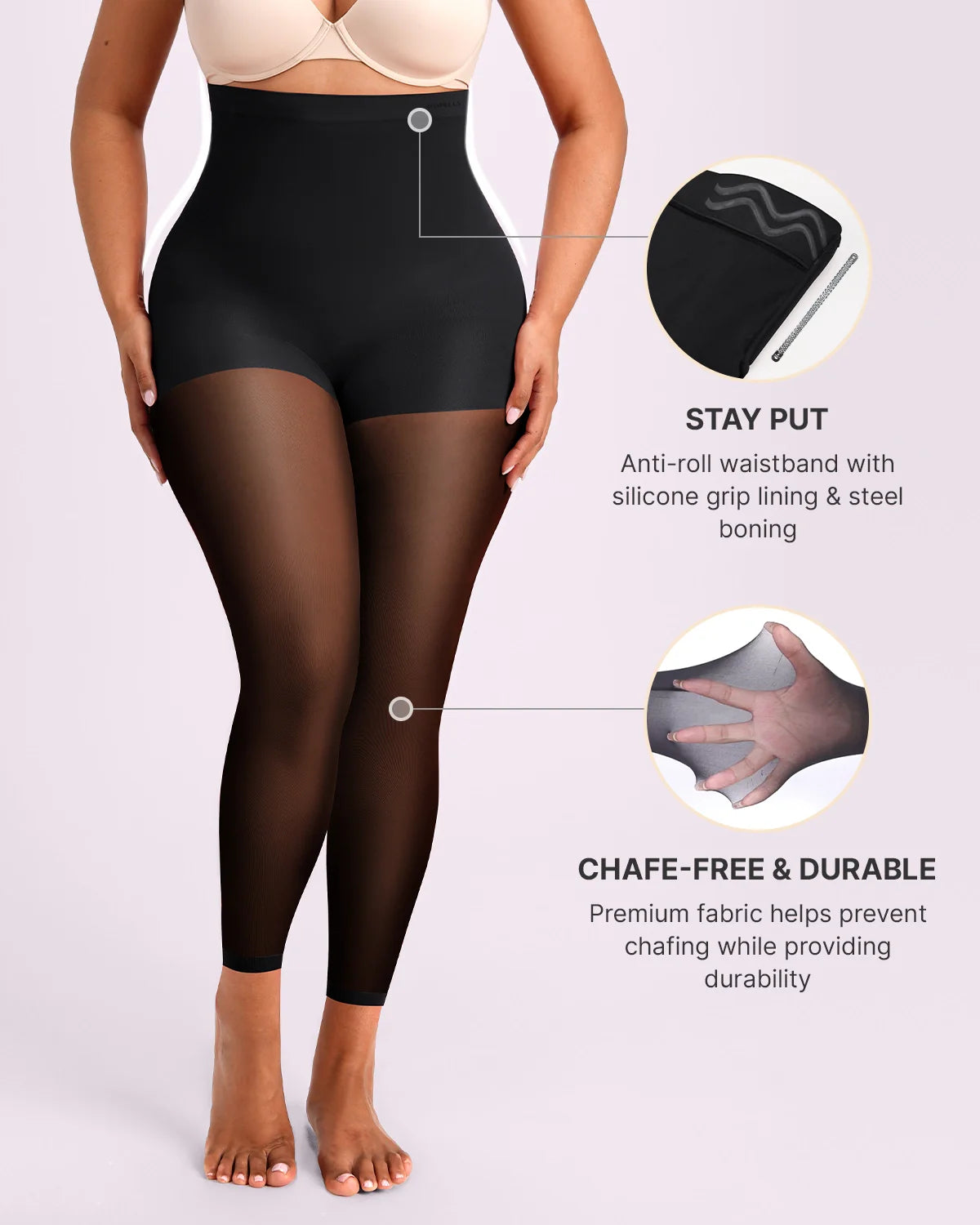 AuraWeave High-Waisted Sheer Shaping Tights — CoreFlex™