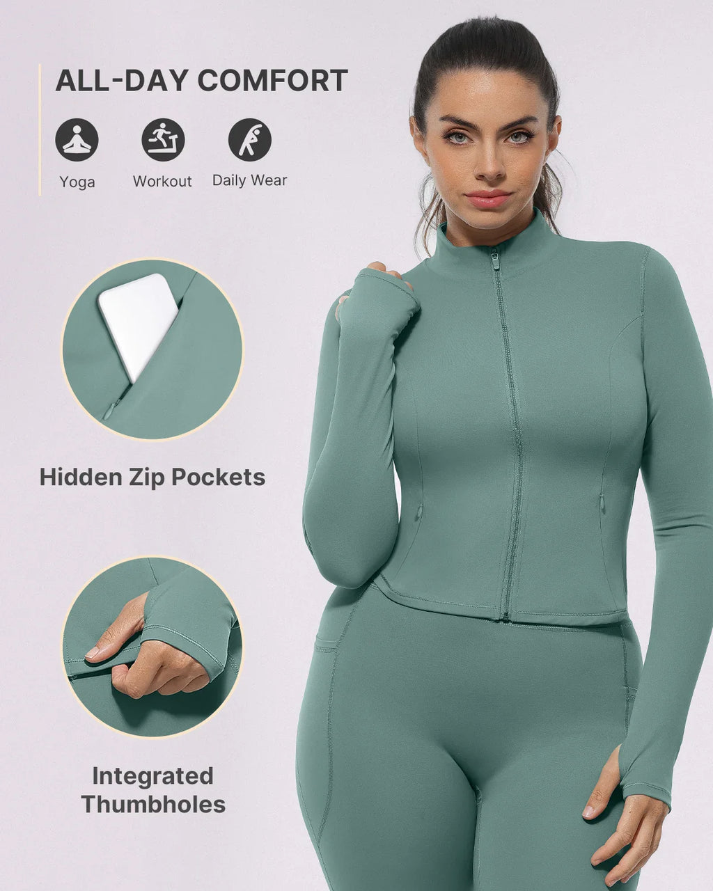 ThermaCinch AeroSlim Giacca slim con zip — AiroFlex™