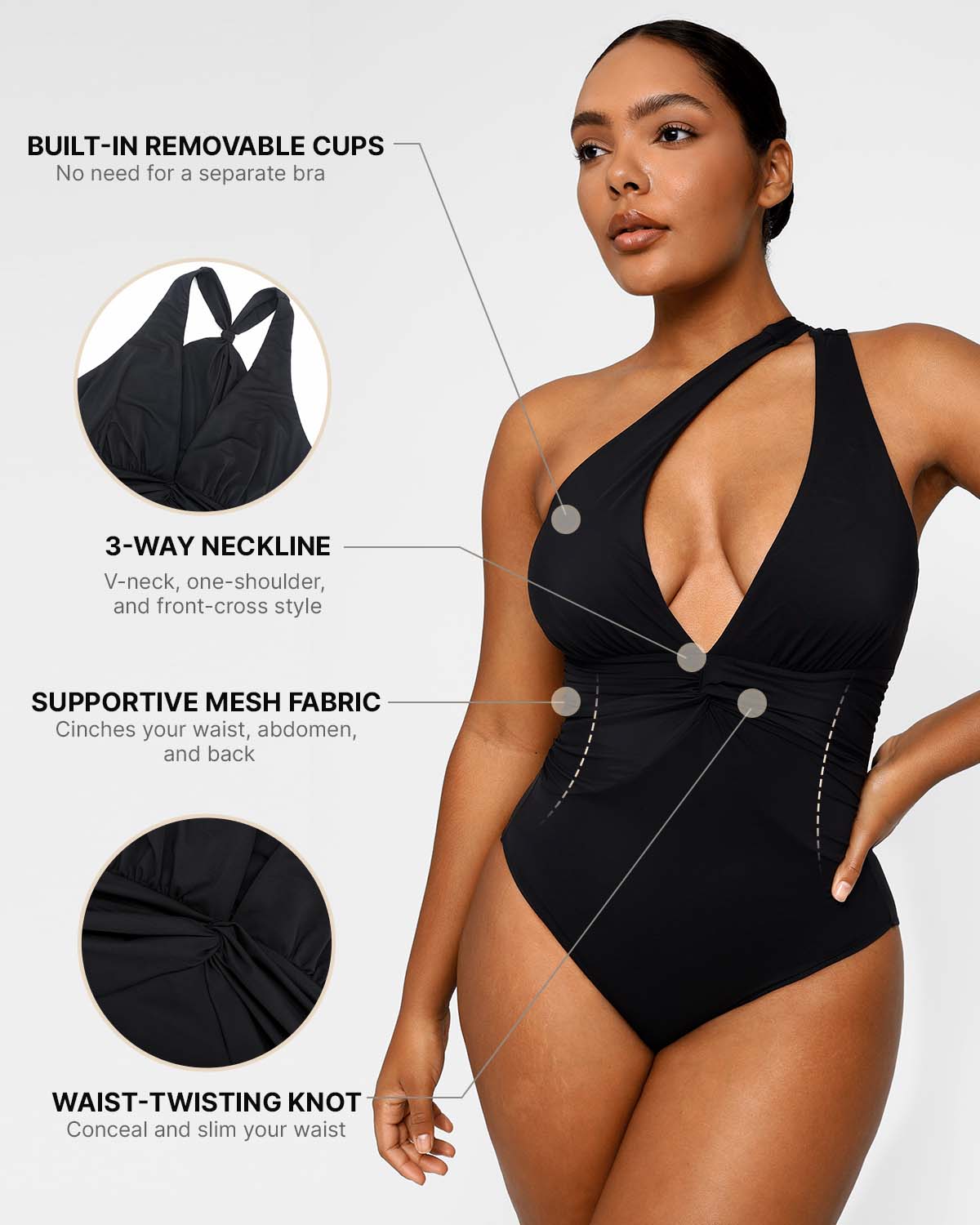 SculptPro Ruched Twist-Front Tummy Control Swimsuit
