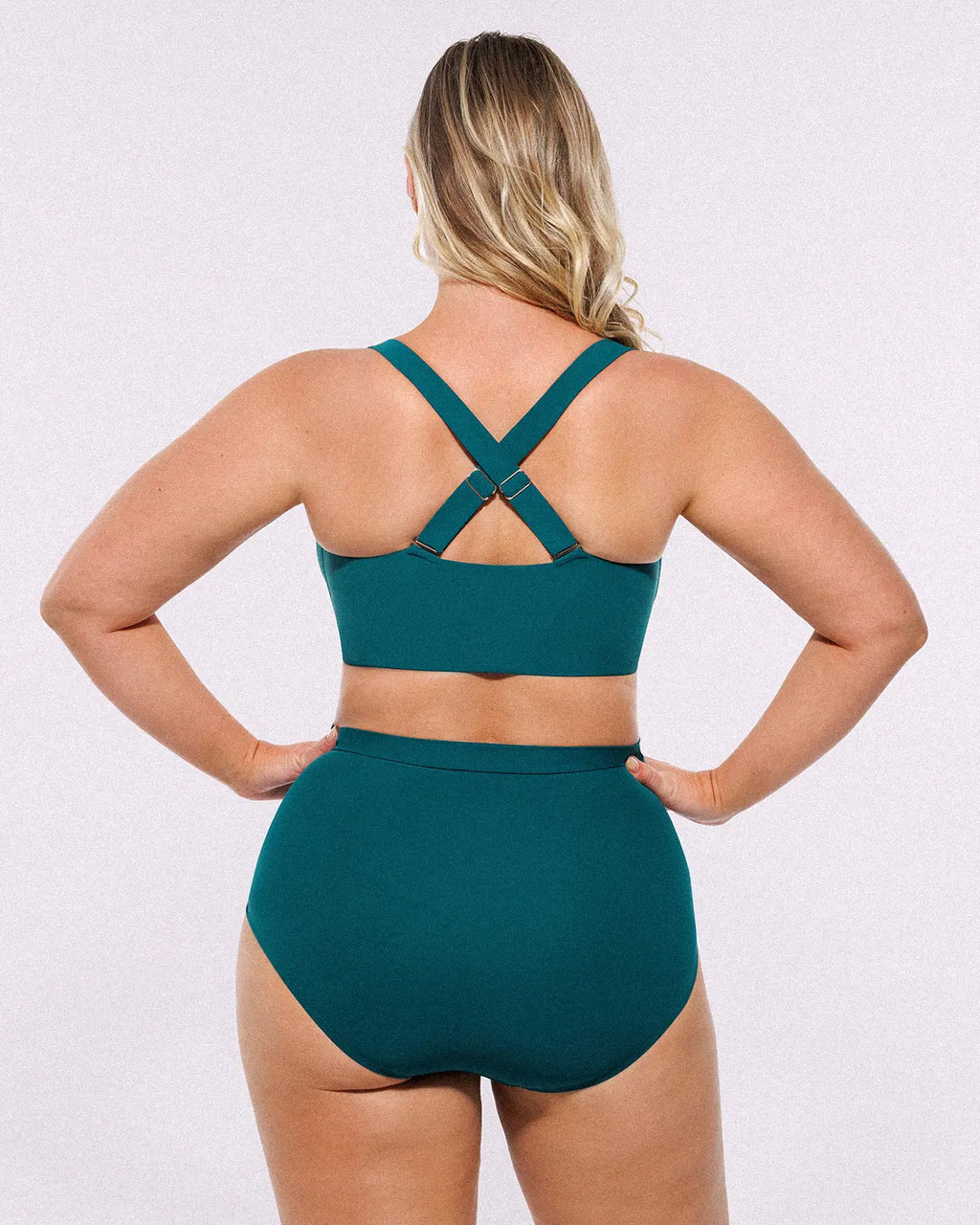 SculptPro Ruched V-Neck Bikini Top & High-Waisted Bottom Set