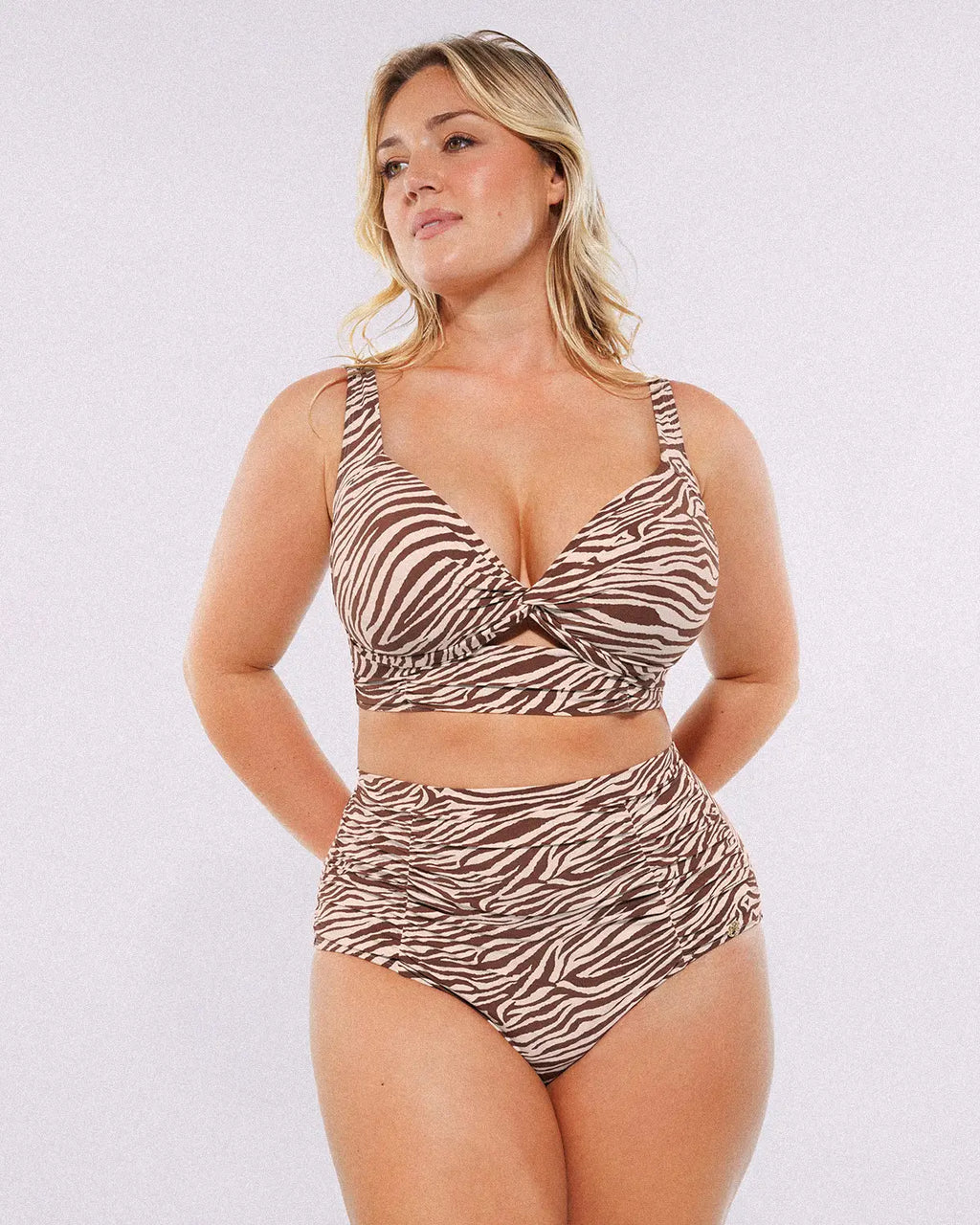 SculptPro Conjunto de bikini: top con nudo frontal y braguita de talle alto