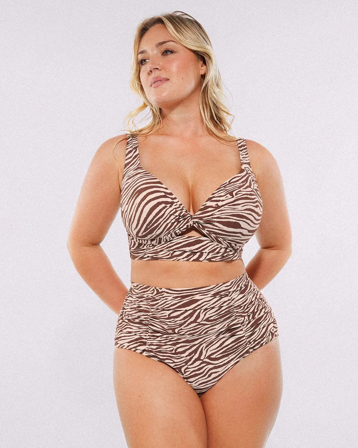 SculptPro Conjunto de bikini: top con nudo frontal y braguita de talle alto