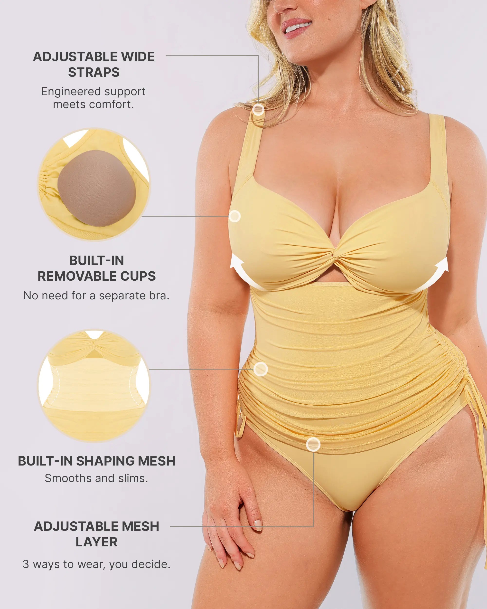 SculptPro All-in-One-Shaping-Badeanzug mit Mesh-Wickeloptik