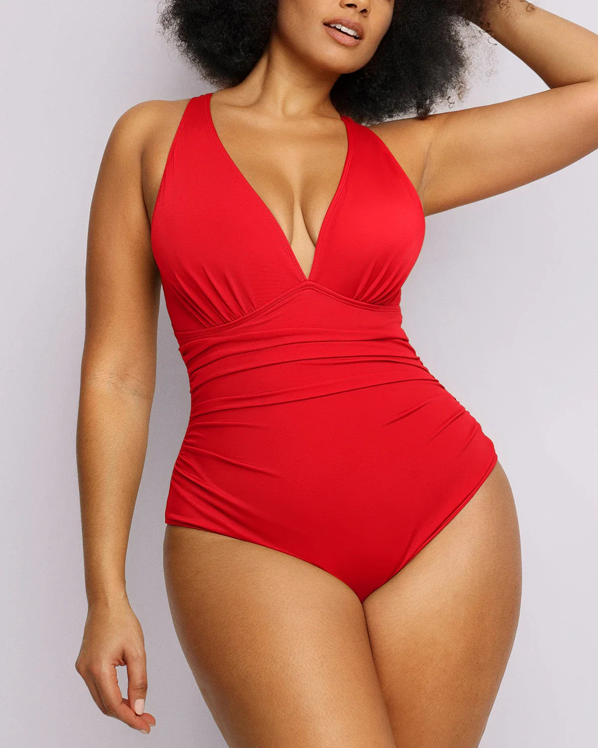 SculptPro Bauchweg-Badeanzug mit tiefem Ausschnitt und Cut-outs