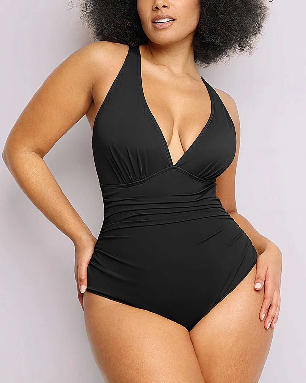 SculptPro Bauchweg-Badeanzug mit tiefem Ausschnitt und Cut-outs