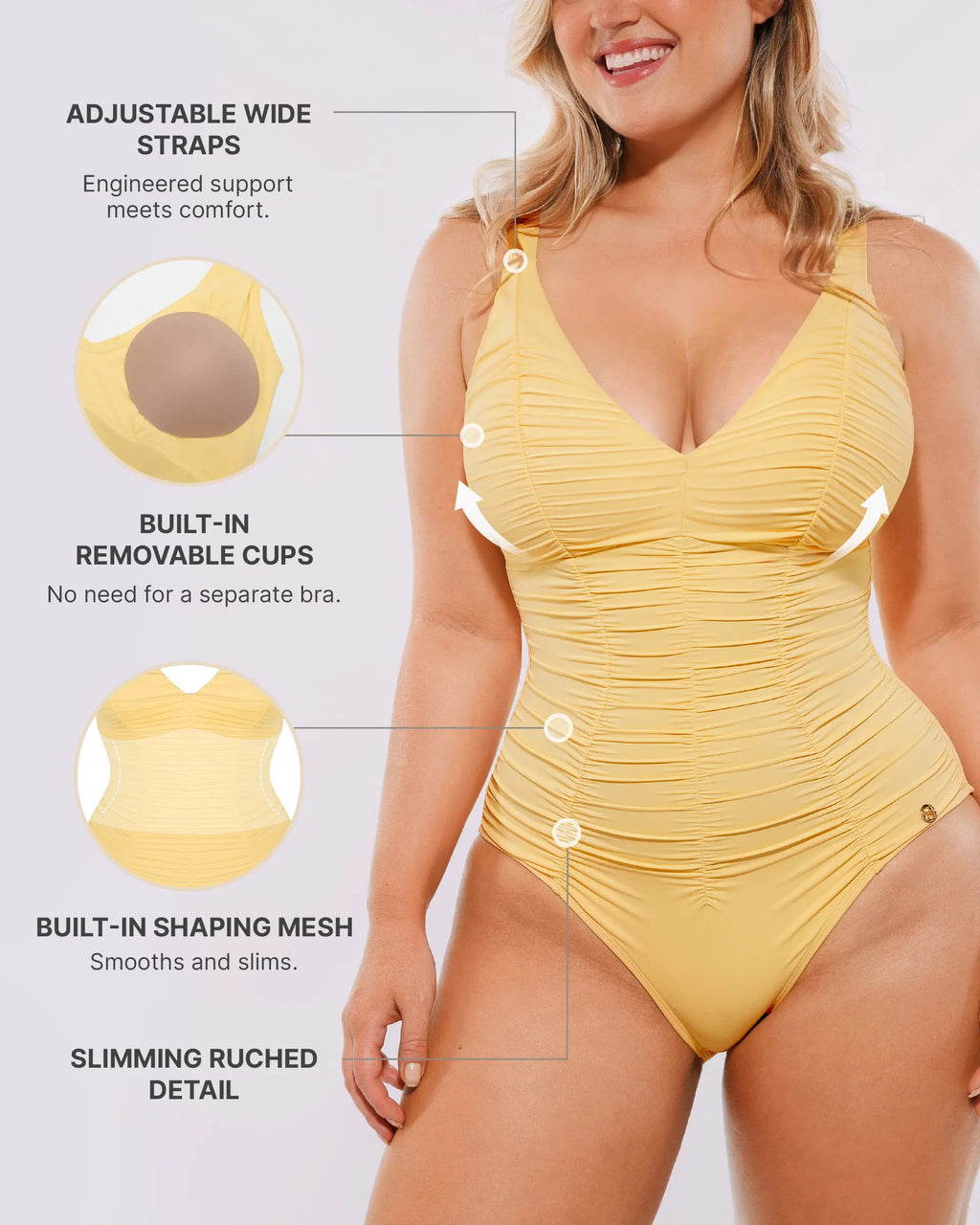 SculptPro Maillot sculptant froncé col V