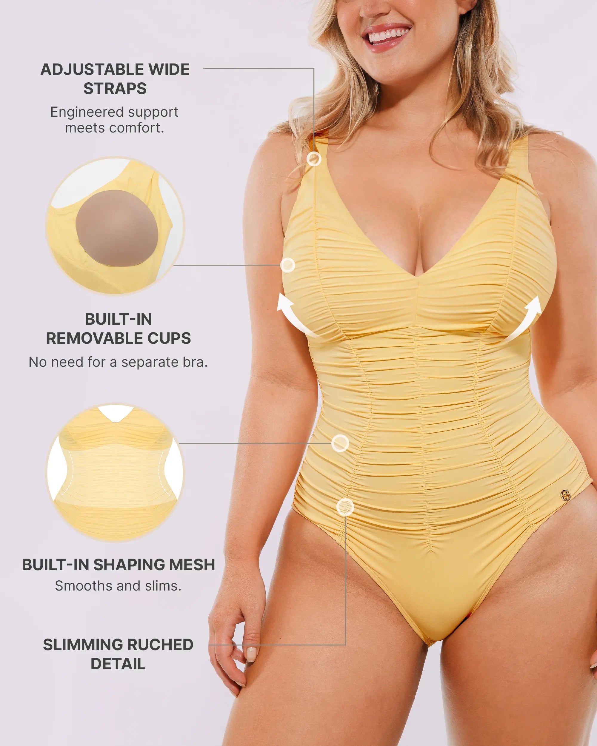 SculptPro Maillot sculptant froncé col V